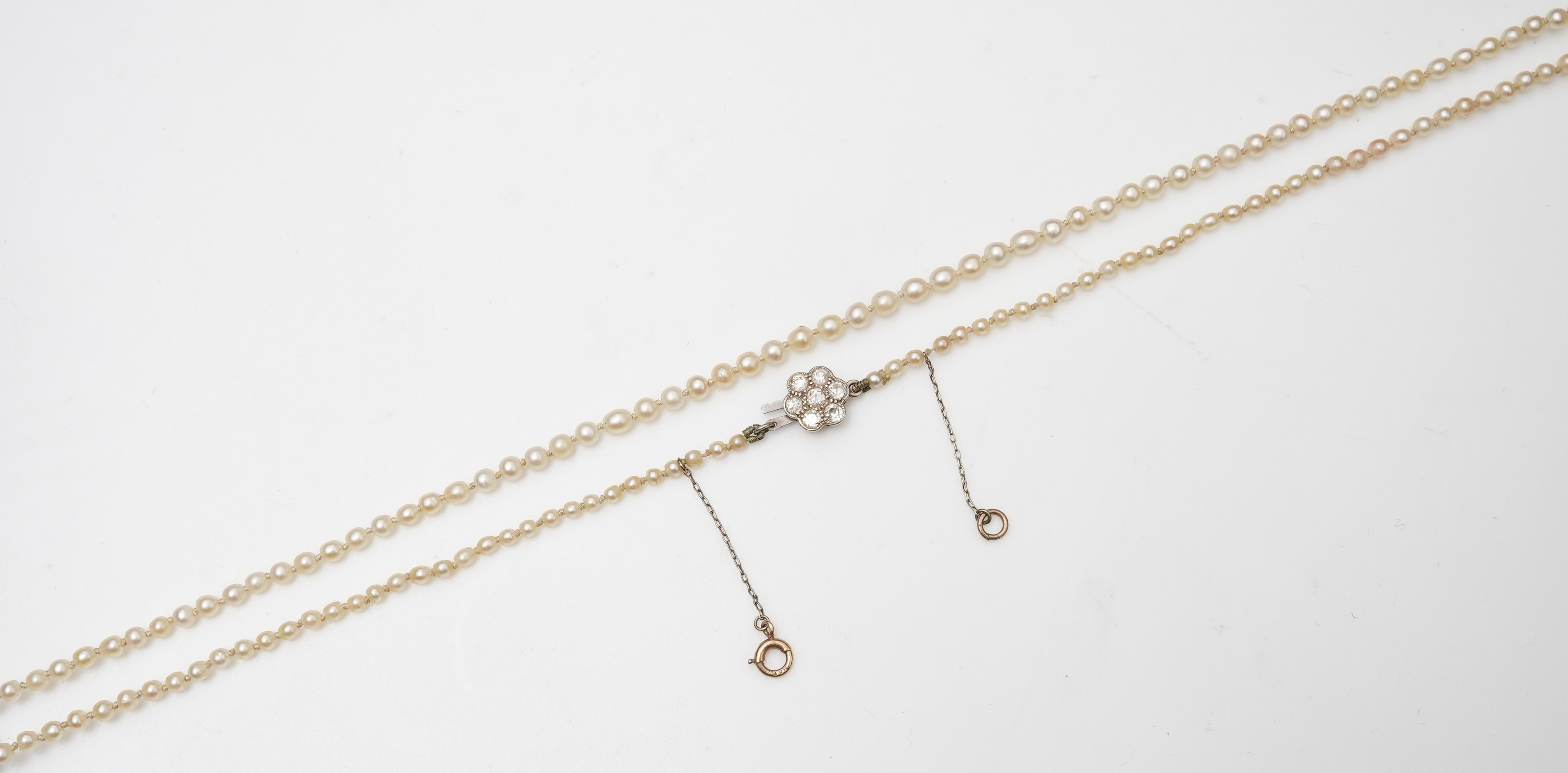 An Edwardian pearl and diamond necklace, early 20th century